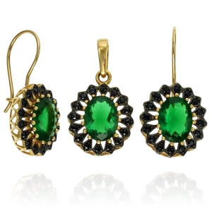 Złoty  Komplet Markizy  z Cyrkoniami 