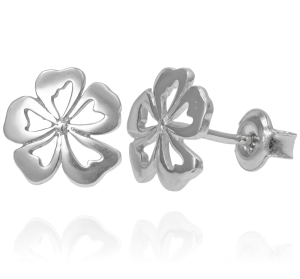 Srebrne Rodowane Kolczyki Kwiatki Kwiatuszki