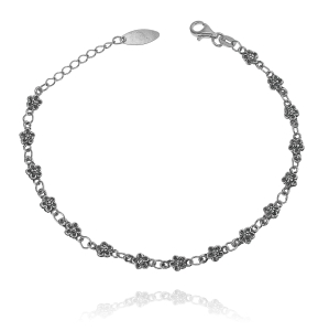 Srebrna Oksydowana Bransoletka Kwiatki ! 