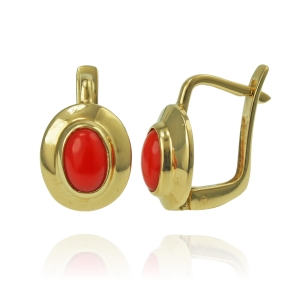 Piękne Złote Kolczyki z Koralem !  