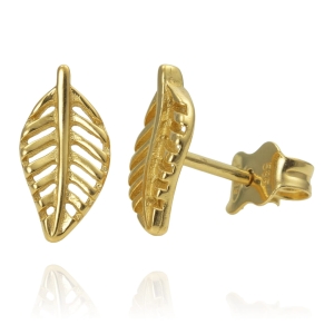 Złote Kolczyki Ażurowe Liście Listki - pr. 585 