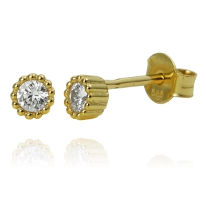 Piękne Złote Małe Kolczyki z Cyrkoniami !