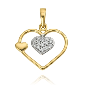 Piękny Złoty Wisiorek Serce z Cyrkoniami - Pr. 585  