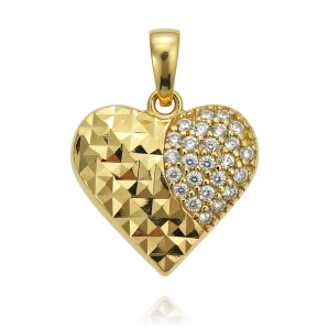 Złoty Diamentowany Wisiorek Serce z Cyrkoniami - Pr. 585