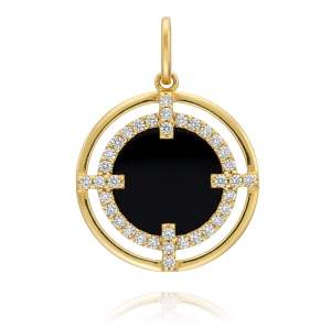 Złoty Wisiorek z Cyrkoniami i Onyksem - Pr. 585