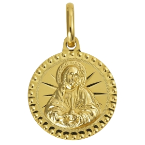 Piękny Złoty Diamentowany Medalik Najświętsze Serce Jezusa - Pr. 585  