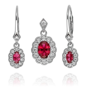 Piękny Srebrny Komplet z Cyrkoniami !