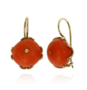 Piękne Złote Kolczyki z Koralem - próba 585 !