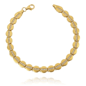 Piękna Złota Bransoletka z Cyrkoniami - pr. 585 