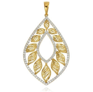 Fantazyjny Złoty Ażurowy Wisiorek z Cyrkoniami - Pr. 585  