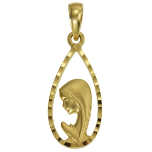 Złoty Diamentowany Medalik Matka Boska Modląca