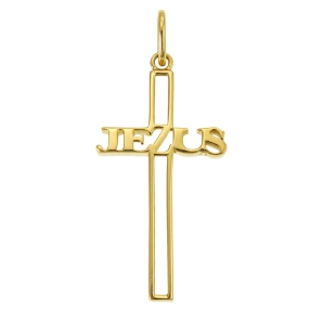 Złoty Krzyż Krzyżyk z Napisem Jezus - Próba 585