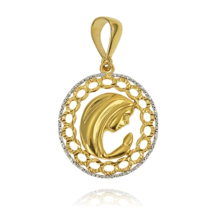 Złoty Diamentowany Medalik Matka Boska Modląca