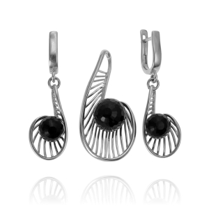 Piękny Srebrny Komplet z Cyrkoniami !