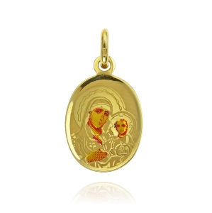 Złoty Medalik Matka Boska z Dzieciątkiem Jezus