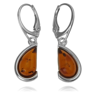 Srebrne Piękne Kolczyki z Bursztynem ! 