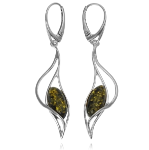 Fantazyjne Srebrne Kolczyki z Bursztynem ! 