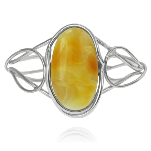 Srebrna Zdobiona Bransoletka z Bursztynem ! 