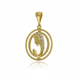 Złoty Diamentowany Medalik Matka Boska Modląca z Cyrkoniami 