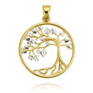 Złoty Wisiorek Drzewo z Diamentowanym Białym Złotem - Pr. 585