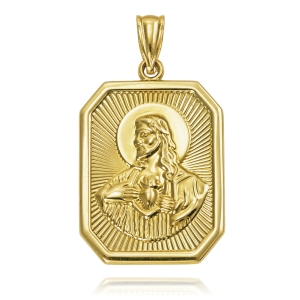 Złoty Dwustronny Diamentowany Medalik Matka Boska Jezus