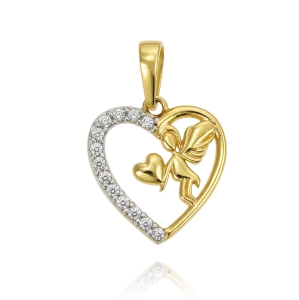 Złoty Wisiorek Serce Wróżka z Cyrkoniami - Pr. 585 