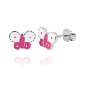 Piękne Srebrne Rodowane Kolczyki Motyle Motylki