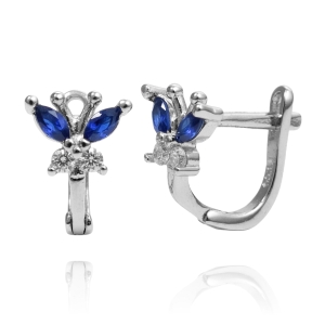 Srebrne Rodowane Kolczyki Motyle Motylki z Cyrkoniami 