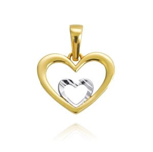 Złoty Wisiorek Diamentowane Serce w Sercu - pr. 585