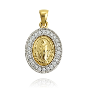 Złoty Medalik Matka Boska z Cyrkoniami