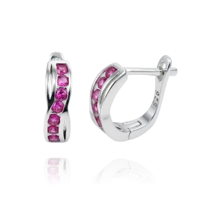 Srebrne Kolczyki z Różowymi Cyrkoniami