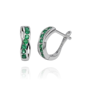 Srebrne Kolczyki z Zielonymi Cyrkoniami 