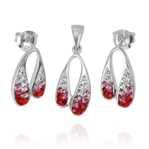 Piękny Srebrny Komplet z Cyrkoniami