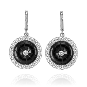 Srebrne Rodowane Kolczyki z Cyrkoniami