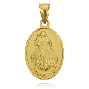 Złoty Medalik Najświętsze Serce Pana Jezusa Jezu Ufam Tobie 