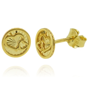 Piękne Złote Diamentowane Kolczyki Kółka z Serduszkami