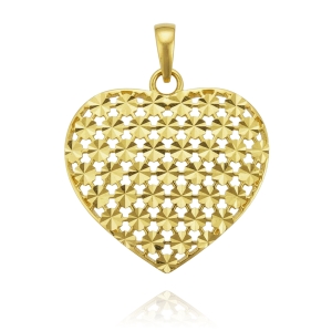 Złoty Ażurowy Diamentowany Wisiorek Serce - Pr. 585  