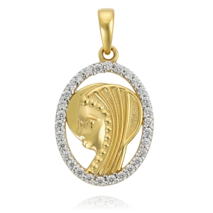 Złoty Medalik Matka Boska z Cyrkoniami 