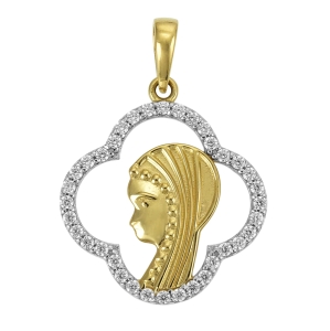 Złoty Medalik Matka Boska z Cyrkoniami