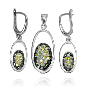 Srebrny Rodowany Komplet z Cyrkoniami 