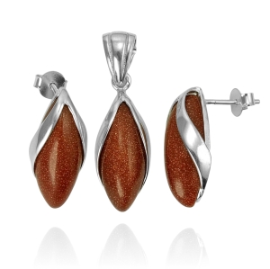 Srebrny Komplet z Piaskiem Pustyni