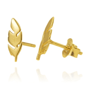 Piękne Złote Kolczyki Ptasie Pióra Pióro