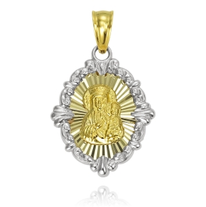 Złoty Diamentowany Zdobiony Medalik Matka Boska Częstochowska ! 