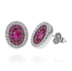 Srebrne Rodowane Kolczyki z Cyrkoniami 