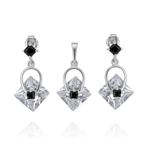 Piękny Srebrny Komplet z Cyrkoniami