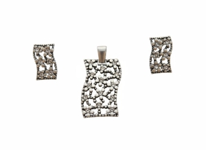 Piękny Srebrny Komplet z Cyrkoniami!!! JAKOŚĆ!! 2