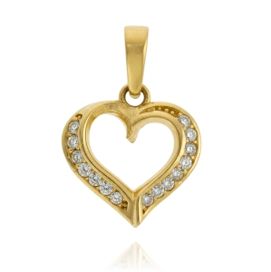 Piękny Złoty Wisiorek Serce z Cyrkoniami !