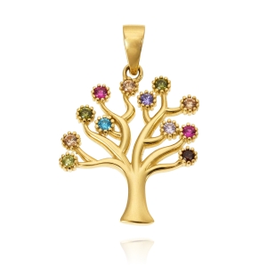 Piękny Złoty Wisiorek Drzewo z Cyrkoniami ! 