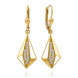 Piękne Złote Kolczyki z Cyrkoniami - pr. 585   