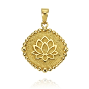 Złoty Fantazyjny Wisiorek Lotos Kwiat Lotosu - Pr. 585